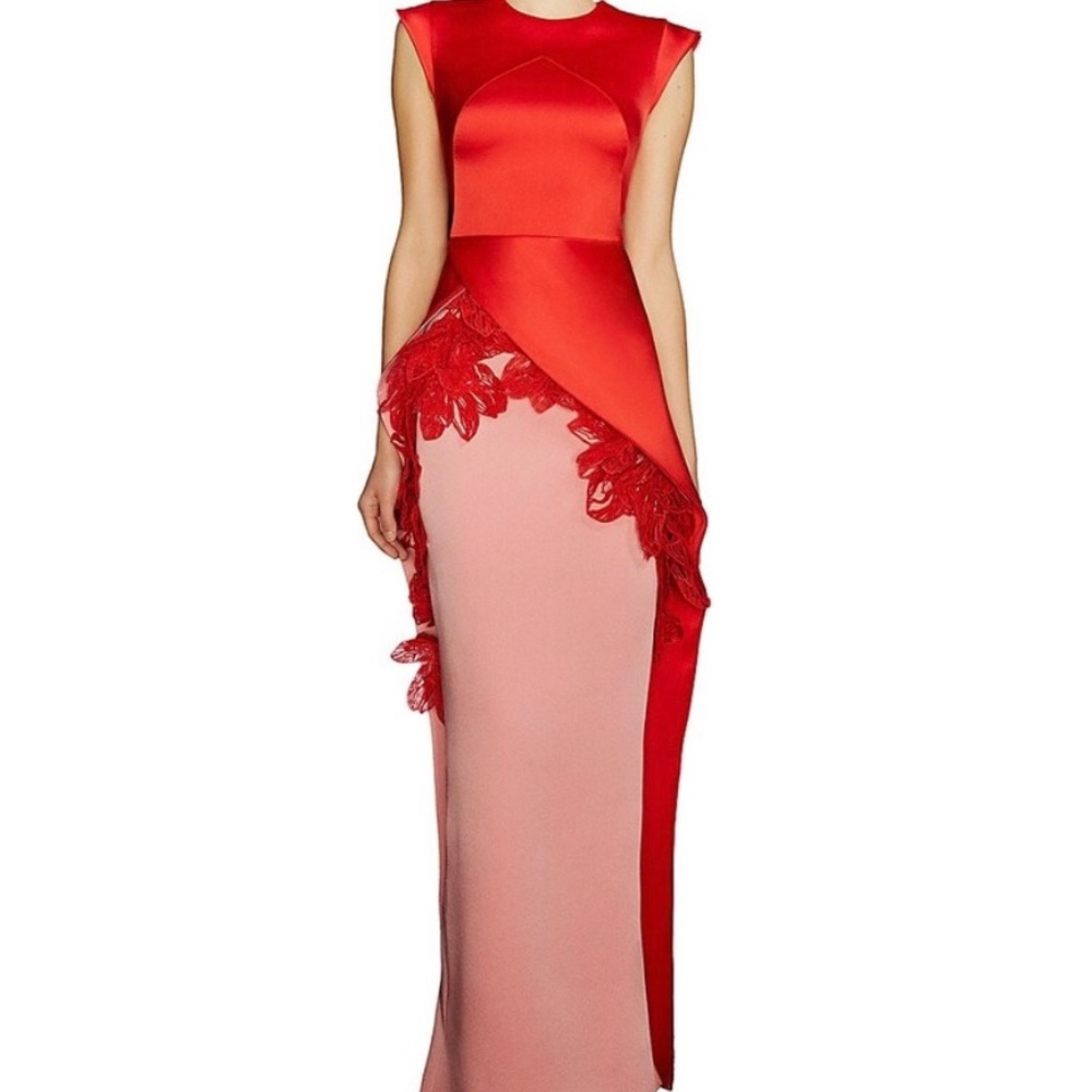 Elegant Red and Pink Evening Gown